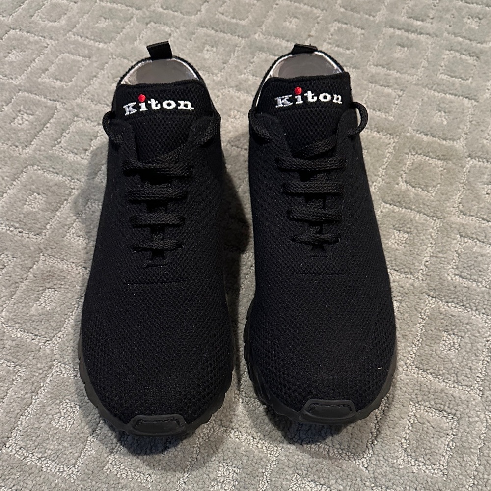 Kiton Black Knit Sneakers for Men